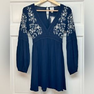 NWT Francesca’s Blue Rain Peasant Style Dress